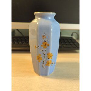 Japanese Style Porcelain 6” Octagonal Vase With  Floral Design